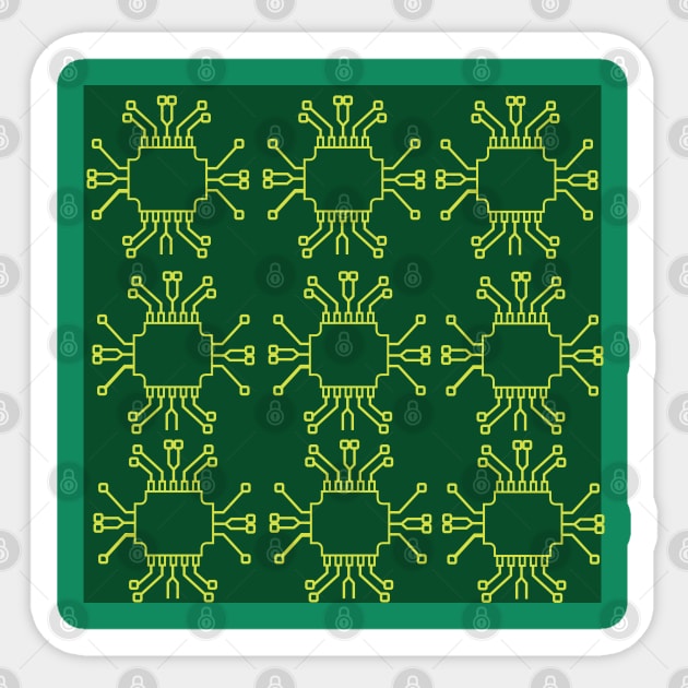 Printed circuit Board PCB Seamless Pattern Design for Electronics engineer and Technicians and engineering Students Sticker by ArtoBagsPlus